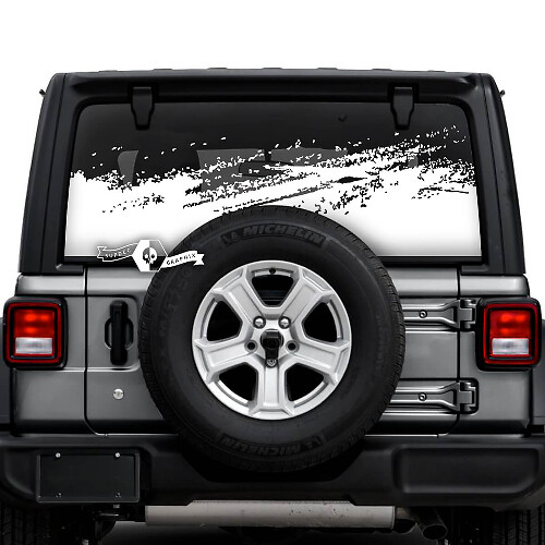 Mud Splash Destroyed Rear Window Vinyl Stickers Decals for Jeep Wrangler Unlimited