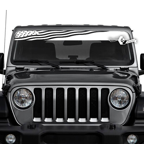 Flag USA Windshield Vinyl Stickers Decals for Jeep Wrangler Unlimited