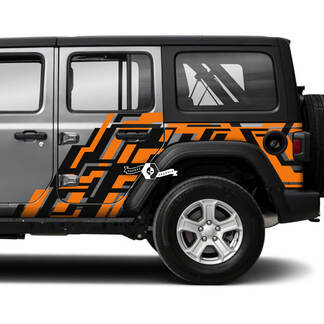 Pair of Jeep Wrangler Unlimited Side Doors Splash Geometry Decals Vinyl Graphics Stripe