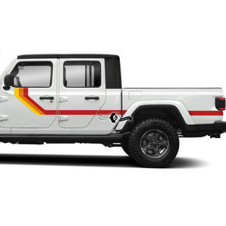 Pair Jeep Gladiator Rubicon Retro Vintage 4x4 Doors Side Bed Off-Road racing stripe  Vintage Classic Colors  Old School SunSet Off Road