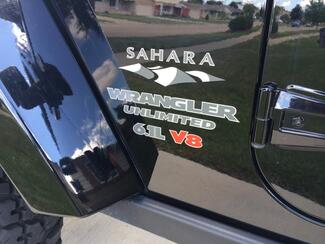 Jeep SAHARA 6.1L V8 Mountain Wrangler Unlimited CJ TJ YK JK XJ All Colors Sticker Decal