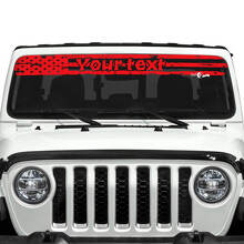 Custom Text USA Flag Destroyed Logo Windshield Vinyl Stickers Decals for Jeep Gladiator 3