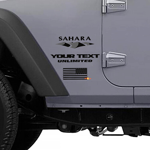 Sahara Dune & US Flag Side Vinyl Decal for Jeep Wrangler Unlimited
