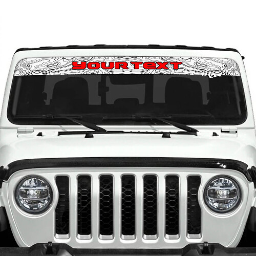Logo Topographic Map Windshield Vinyl Stickers Decals 2 Colors for Jeep Gladiator