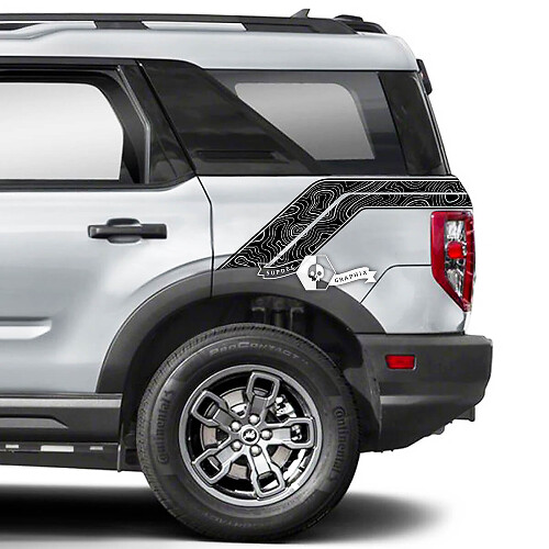 2x Ford Bronco Fender Topographic Map Side Decals Stickers