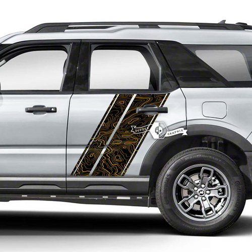 Diagonal Two Color Topographic Side Door Vinyl Decal Graphic for Musclecar horse
