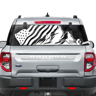 Ford Bronco Rear Window USA Flag Mountain Stripes Graphics Decals 