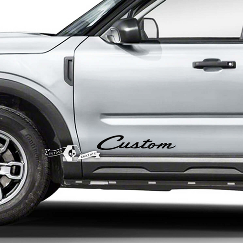 Custom Script Lower Side Door Vinyl Lettering Decal Pair for Musclecar horse