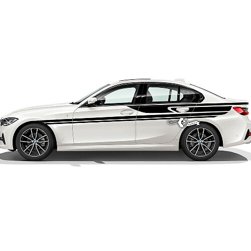 Pair BMW Hood Doors Up Side Stripes Rally Motorsport Rear Fender Trim Vinyl Decal Sticker F30 G20