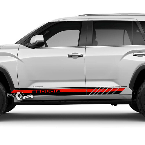 Pair Toyota Sequoia Doors Rocker Panel Stripe Lines Off Road Vinyl Stickers Decal fit Toyota Sequoia 2 Colors