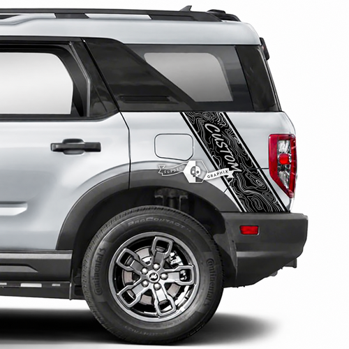 CUSTOM Topographic Diagonal Quarter Stripe Pair Rear Fender Vinyl Decal Sticker for Ford Bronco Sport