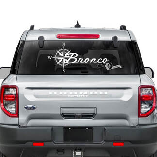 Ford Bronco Rear Window Compass Logo Graphics Decals 