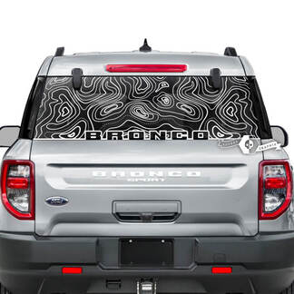 Ford Bronco Rear Window Topographic Map Logo Wrap Graphics Decals