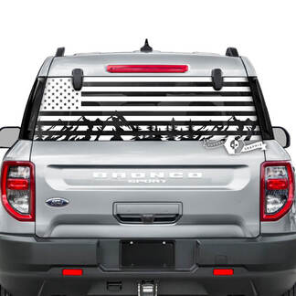 Ford Bronco Rear Window USA Flag Mountain Forest Wrap Trim Graphics Decals