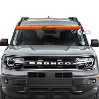 Ford Bronco Window Windshield Front Topographic Map Retro Colors SunSet Old School Stripes Graphics Decals 