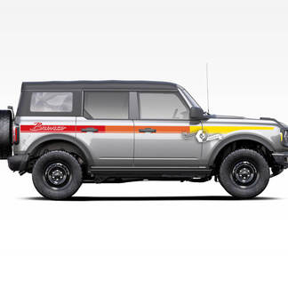 Pair Ford Bronco Side Doors Retro Colors SunSet Old School Stripes Graphics Decals 3 Colors