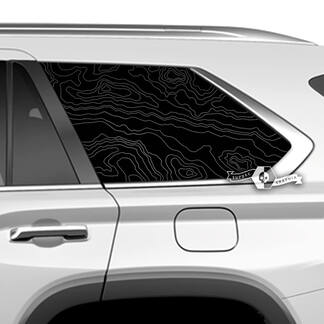 Pair Toyota Sequoia Door Side  Window Topographic Map Vinyl Stickers Decal fit Toyota Sequoia 