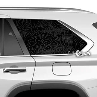 Pair Toyota Sequoia Door Side Window Topographic Map Topo Vinyl Stickers Decal fit Toyota Sequoia 