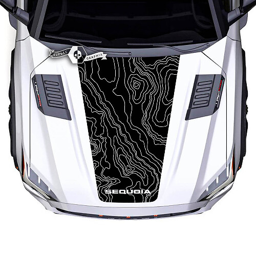 Topographic Map Hood Vinyl Decal for Toyota Sequoia 