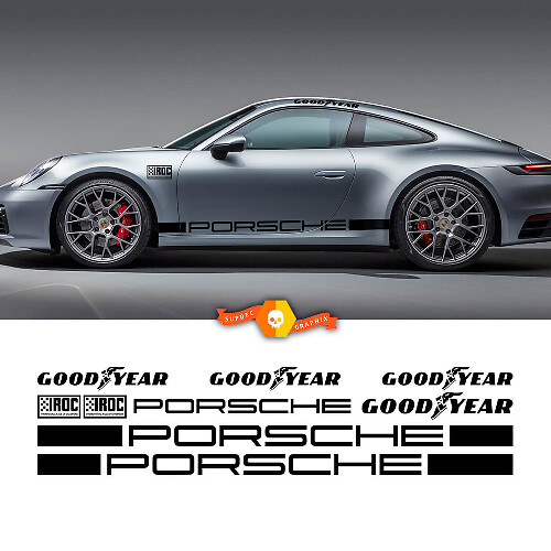 2 Porsche 911 Porsche Carrera IROC GoodYear Racing Rocker Panel Side Stripes Doors Kits Decal Sticker 