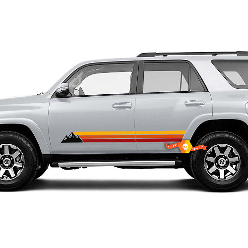 Mountains Retro Style Stripes Doors Vinyl Decal Sticker for Toyota 4Runner