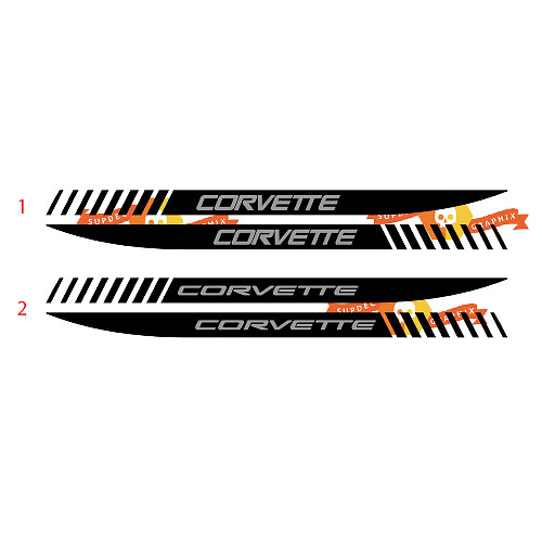 2x Chevrolet Corvette C8 Z06 Side Doors Stripes 2 Colors Vinyl Decal Sticker