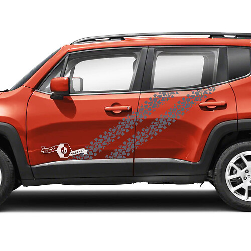 Tire Track Side Doors Vinyl Decals Sticker Pair for Jeep Renegade