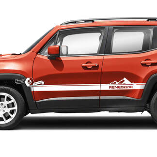 Pair Jeep Renegade Side Doors Stripes Mountains  Graphic Vinyl Decals Sticker