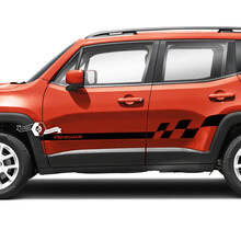 Pair Jeep Renegade Side Doors Stripe Checkered Flag Graphic Vinyl Decals Sticker 2