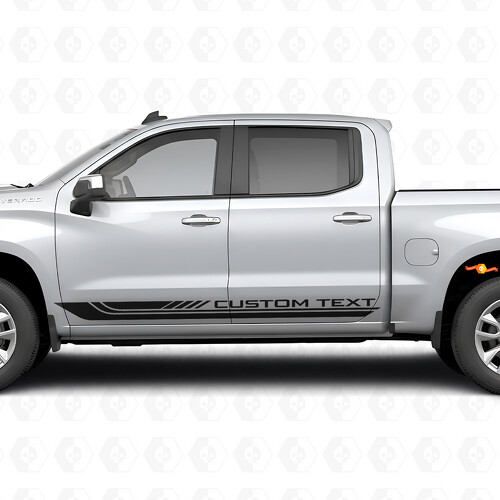 Custom Text Frame Door & Rocker Panel Vinyl Stripes for Chevrolet Silverado 1500 T1XX 2019-2026