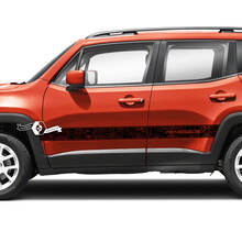 Pair Jeep Renegade Side Rocker Panel Flag Topographic Map Graphic Vinyl Decals Sticker 2
