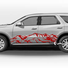 Pair Side Doors Stripes Rocker Panel Mountains Decal Vinyl Stickers for Dodge Durango 2