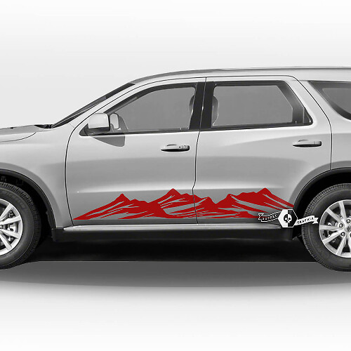 Pair Side Doors Stripes Rocker Panel Mountains Wrap Decal Vinyl Stickers for Dodge Durango