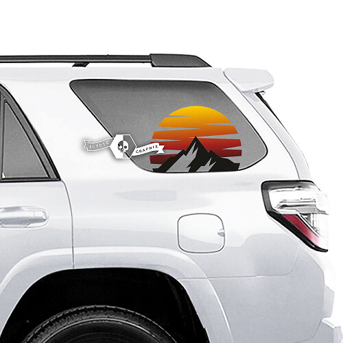 Pair of 4Runner Window Mountains SunSet Retro Side Vinyl Decals Stickers for Toyota 4Runner - Colored