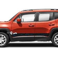 Pair Jeep Renegade Rocker Panel Topographic Map Style Side Stripe Graphic Vinyl Decal Sticker 2 Colors 3
