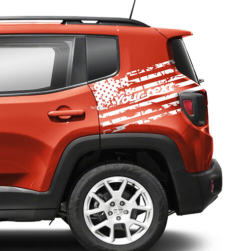 USA Flag Destroyed Rear Fender Vinyl Decal Sticker Mono Gradient for Jeep Renegade