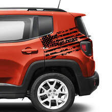USA Flag Destroyed Rear Fender Vinyl Decal Sticker Mono Gradient for Jeep Renegade 2
