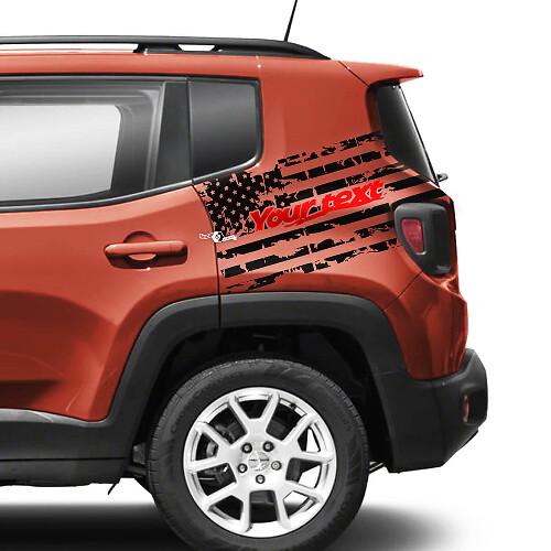 USA Flag Destroyed Rear Fender Vinyl Decal Sticker 2 Colors for Jeep Renegade