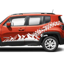 Mountain Side Stripe Rear Fender Tire Track Trim Graphic Vinyl Decal Sticker for Jeep Renegade Doors 2