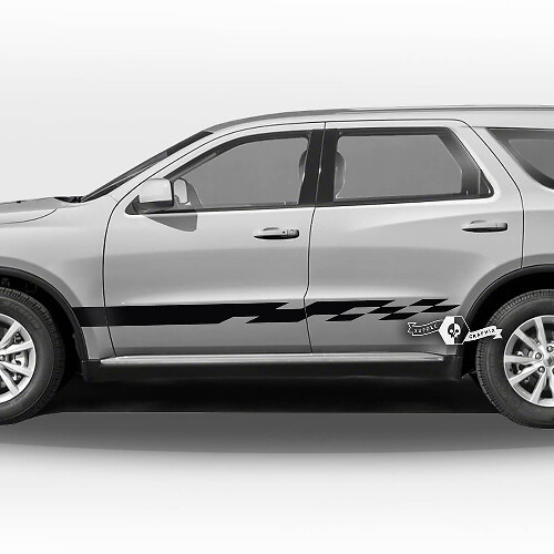 Pair Side Doors Rocker Panel Trim Checkerboard Flag Stripes Decal Vinyl Stickers for Dodge Durango