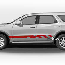 Pair Dodge Durango Side Doors Rocker Panel Trim Checkerboard Flag Stripes Decal Vinyl Stickers 2
