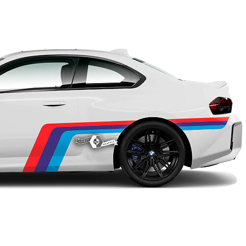 Pair BMW M2 M240 G42 F22 F87 M Performance Side Stripes Doors Rear Fender Stripe M Vinyl Decal Sticker M Colors