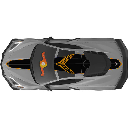 Wide Racing Stripes Hood Roof Trunk Vinyl Decal Sticker 2 For Chevrolet Corvette C8 Stingray Z06
