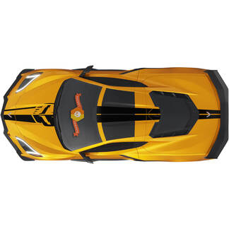 Kit fits to Hood Rear Engine Hatch Cover Chevrolet C8 Corvette Stingray Z06 C8R Rally Racing Stripes Vinyl Decals Stickers