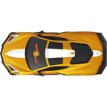 Kit For Hood Rear Engine Hatch Cover Chevrolet C8 Corvette Stingray Z06 C8R Rally Racing Stripes Vinyl Decals Stickers 2