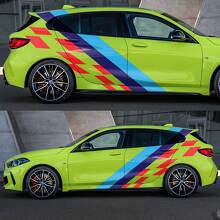 Side M Colors Stripes Checkered Flag Doors Rear Vinyl Decal Sticker fit to BMW F36 F32 F30 F80 F82 G30 G20 G80 G82 etc 2