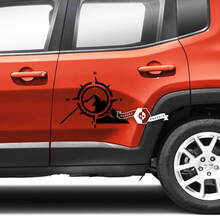 Pair Jeep Renegade Doors Side Mountains Graphic Compass Vinyl Decal Sticker Stripe 2