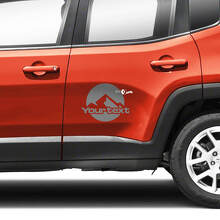 Mountains Graphic Logo Side Stripe Vinyl Decal Sticker for Jeep Renegade Doors 3