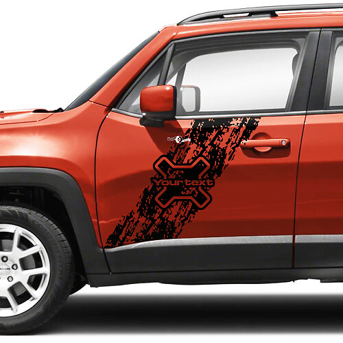 Graphic Battered Destroyed Splash Logo Side Stripe Vinyl Decal Sticker for Jeep Renegade Doors