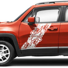 Graphic Battered Destroyed Splash Logo Side Stripe Vinyl Decal Sticker for Jeep Renegade Doors 2
